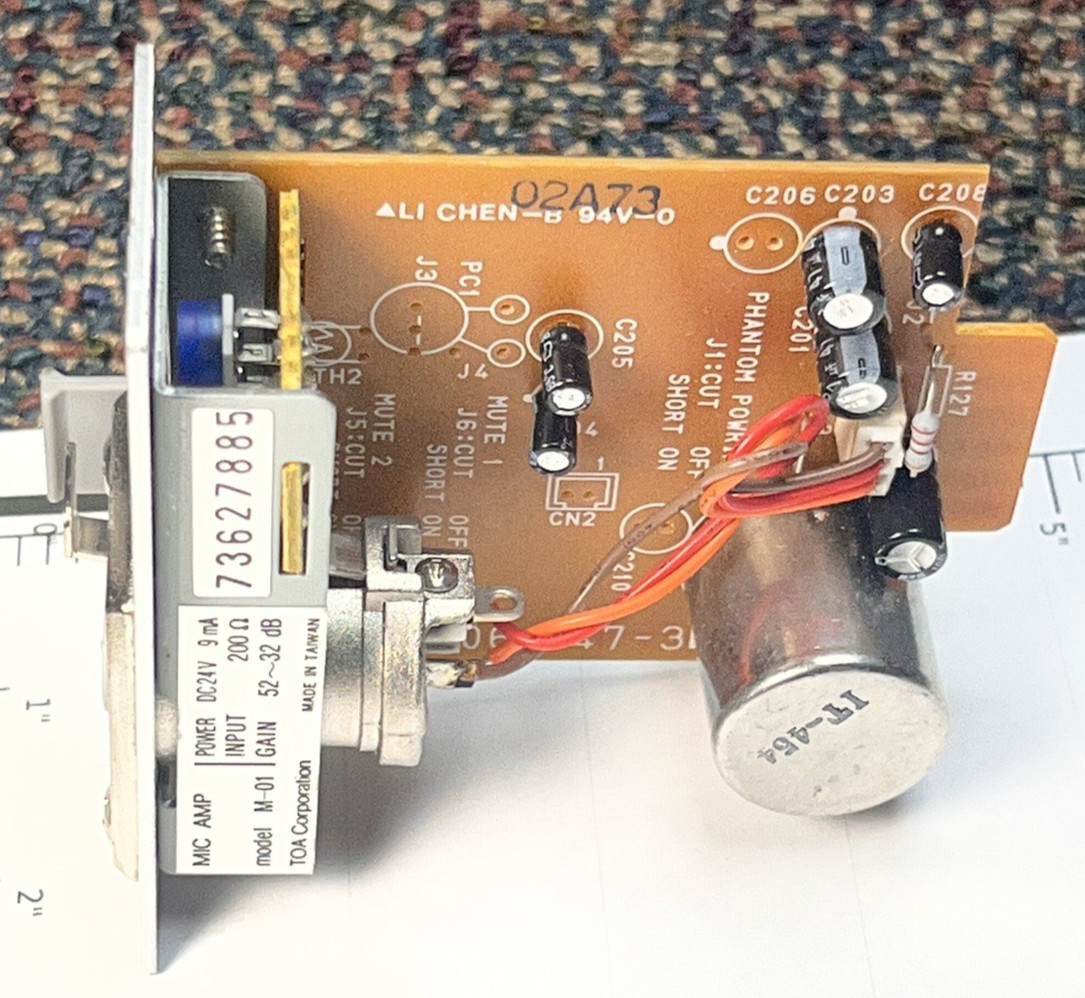 (1) TOA M-01F Microphone Input Module for 900 Series Amplifiers, XLR-Female.