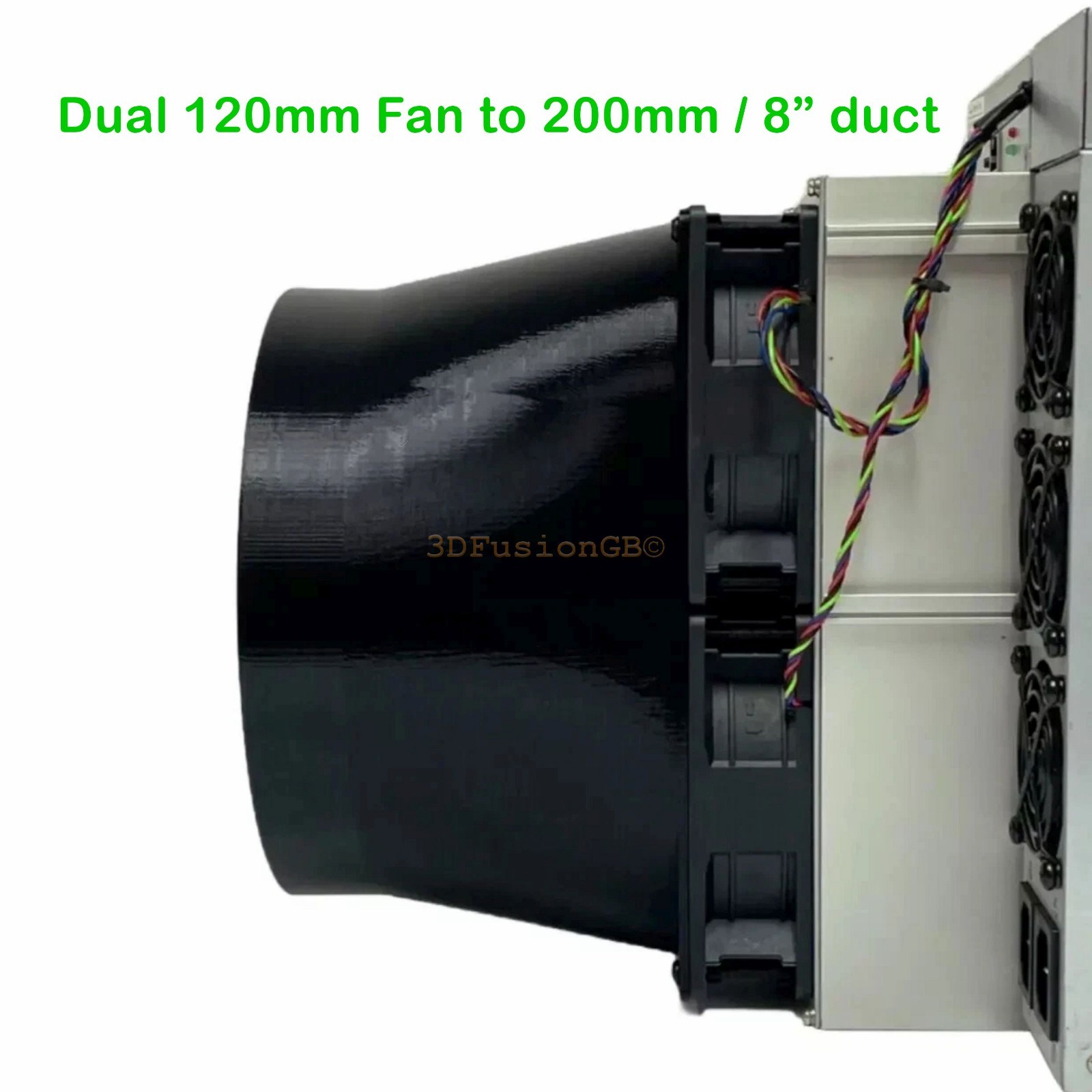 Antminer S19 S21 Shroud 8 inch - 2x12cm fan to 8 20cm Duct Dual Fan ASIC Miner