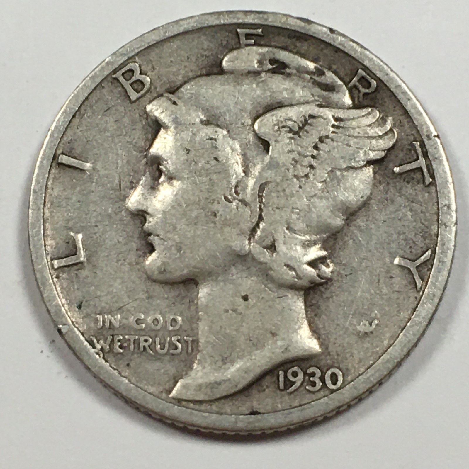 1930-S United States Mercury Dime - Very Fine (VF) KM#140 - 90% Silver - 8618