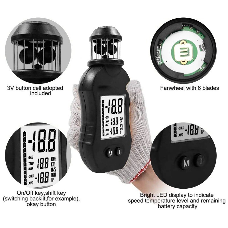 HP-876 Anemometer Handheld Digital Anemometer Measures Wind Speed and Volume