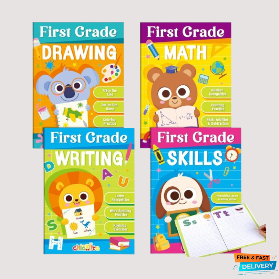 4 Pack 1st Grade Workbook Set for Kids Ages 6-7 Fun First Grade Workbook for ...