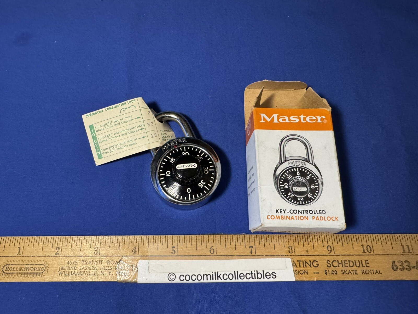 Vintage Master New in Box Key Controlled Combination Padlock 1525 w/Combo Tag