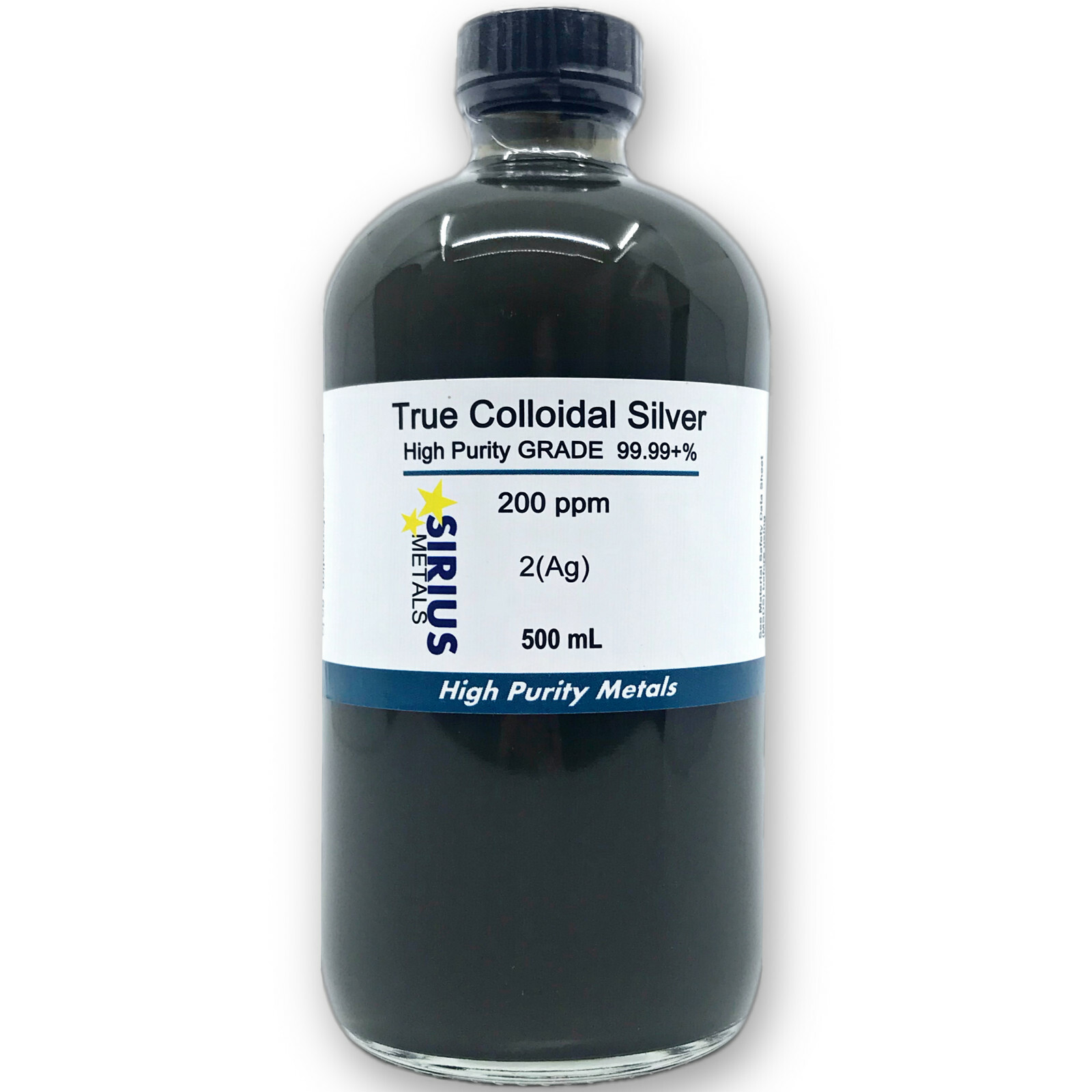 True Colloidal Silver - 200 ppm - 500 mL (16.9 Fl Oz) in Clear Glass Bottle
