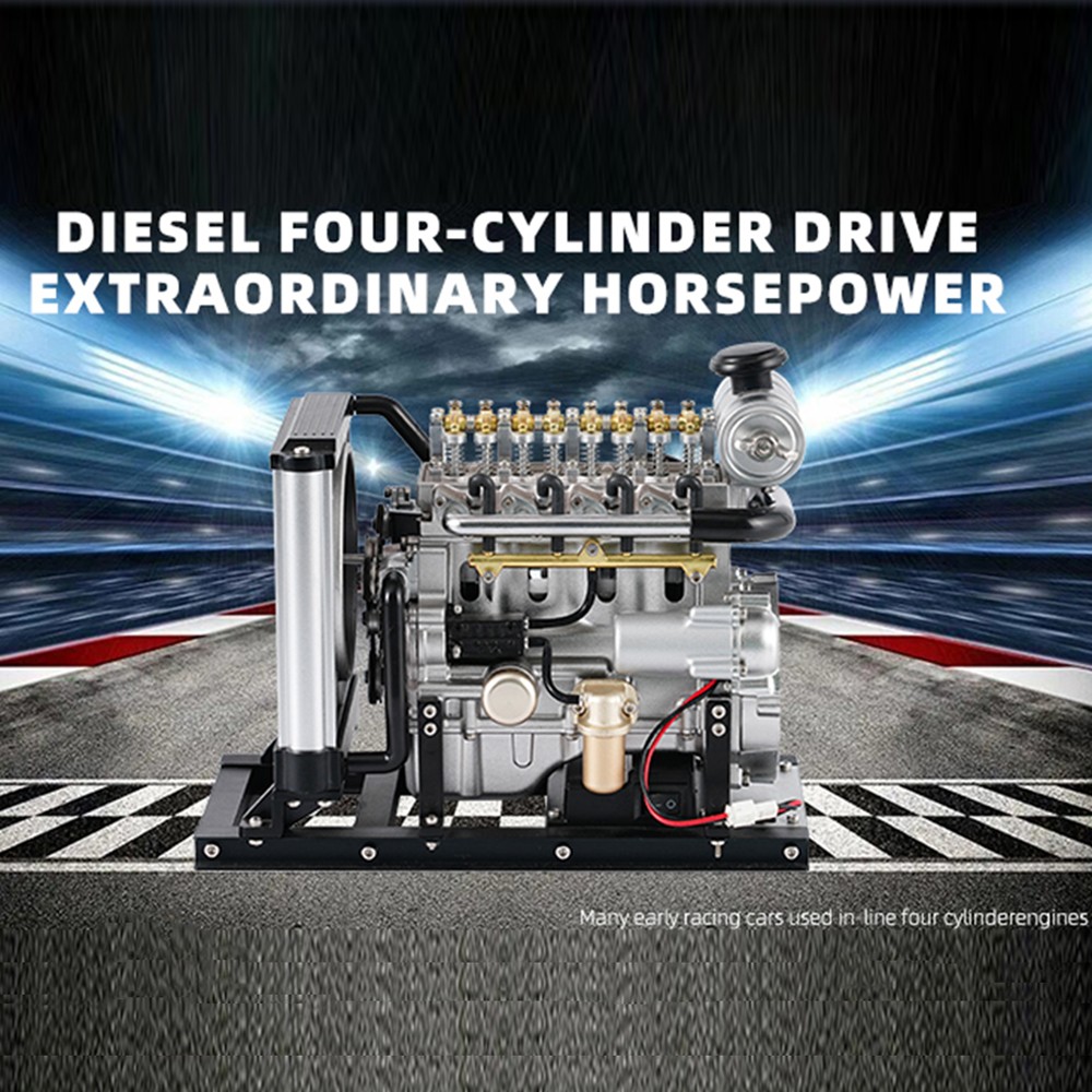 DIY Mini 4-Cylinder Diesel Engine Model Kit That Runs Engine Mechanical Metal
