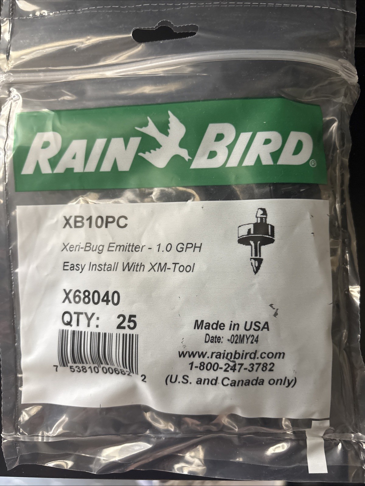 Rain Bird XB10PC Xeri-Bug Emitter 1 GPH (25 Pieces) X68040