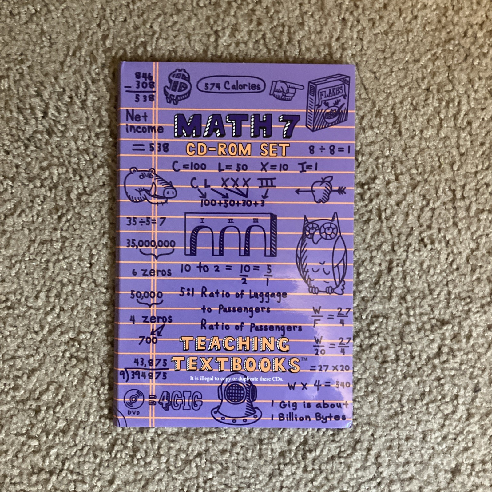 Teaching Textbooks Math 7 CD's Cd-Rom Set Complete Home School 7th Grade