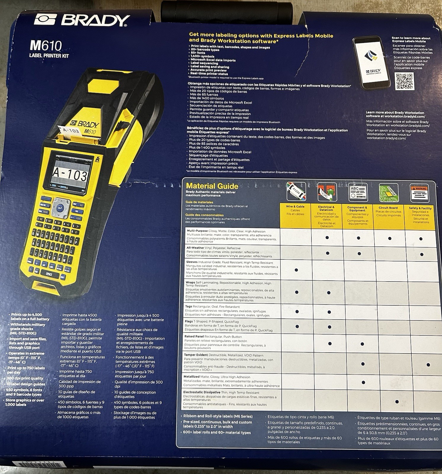 Brady M610 Handheld Label Maker with Hard Case, 2" Tape M610-B-Kit