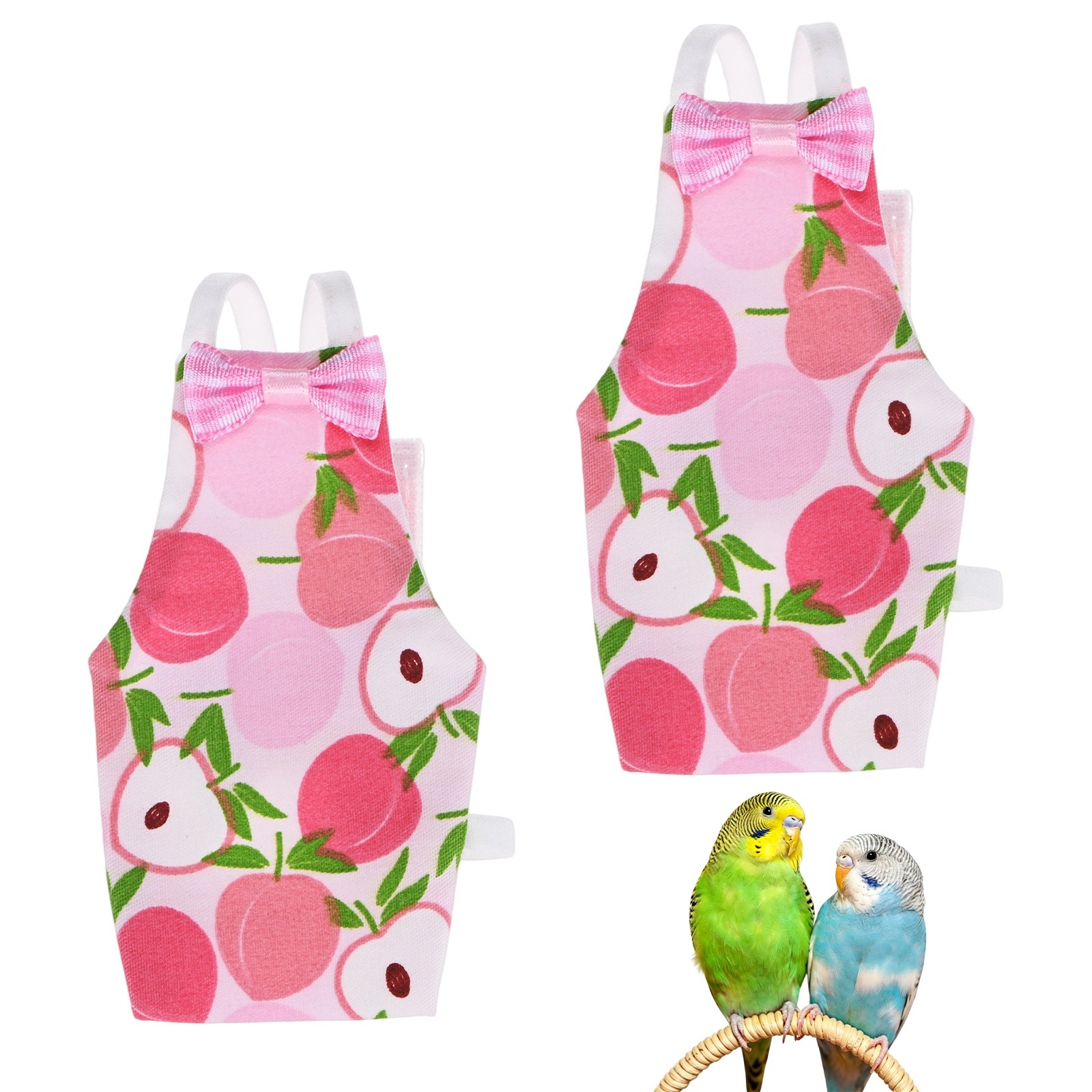 2-Pack Bird Diapers Reusable Flight Suit, Pet Parrot Nappy [Pink, M]