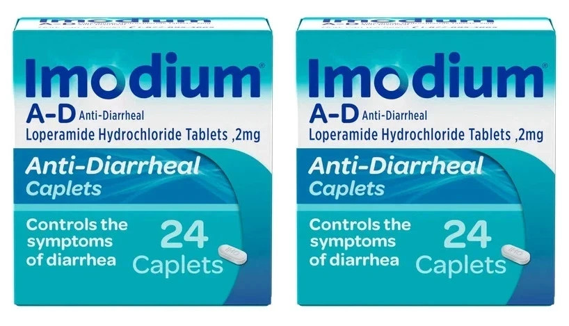 Pack 2 Imodium A-D Diarrhea Relief Caplets with Loperamide, 24Ct, 09/26