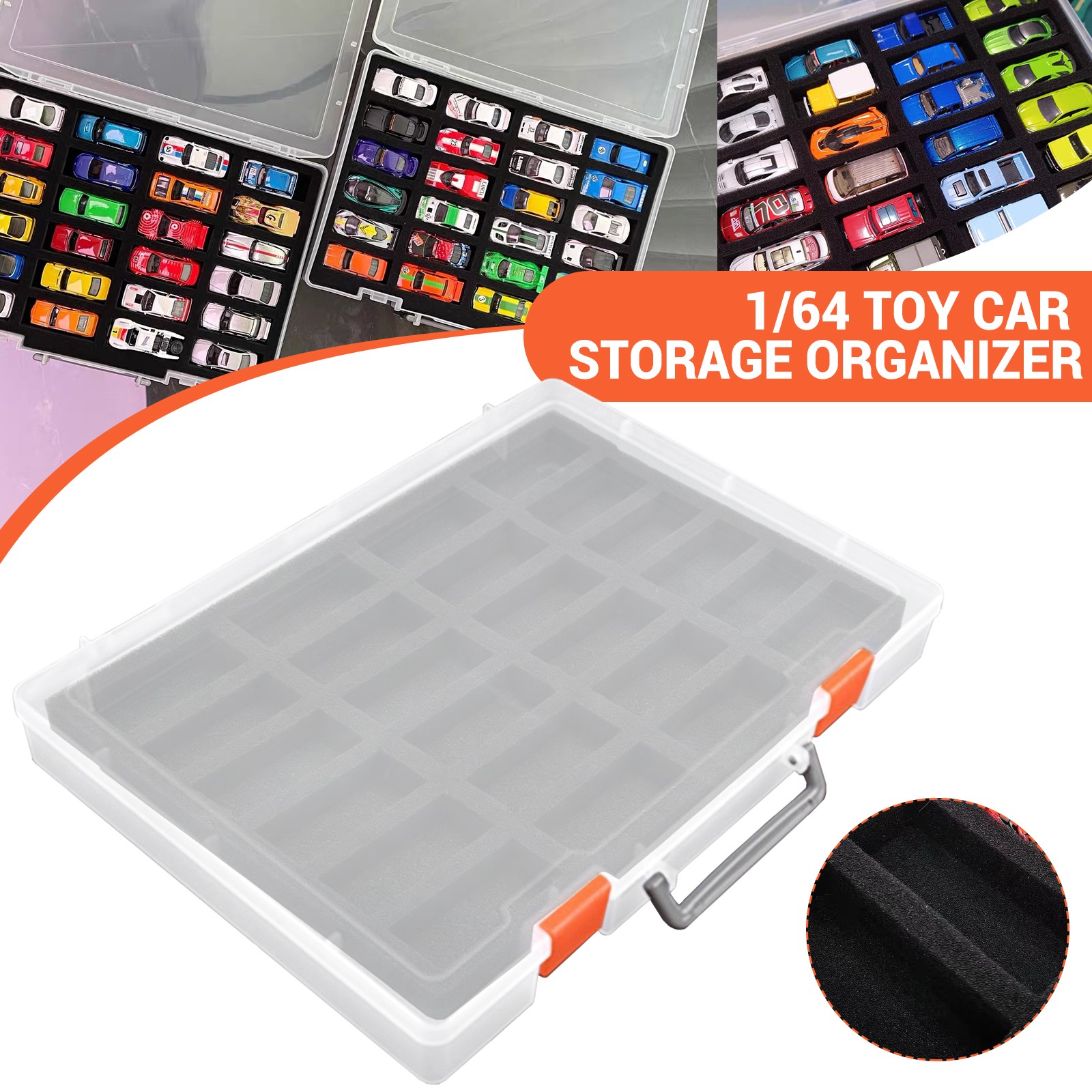 Toy Cars Storage Organizer Case for Hotwheels Matchbox Cars w/ 24 Compartments