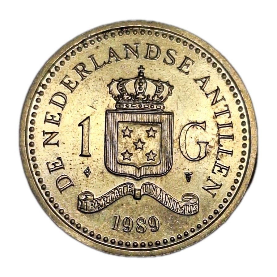 Lower Mintage 1989 Netherlands Antilles 1 Gulden Nice ~AU+/UNC Only 715,000 Ex.