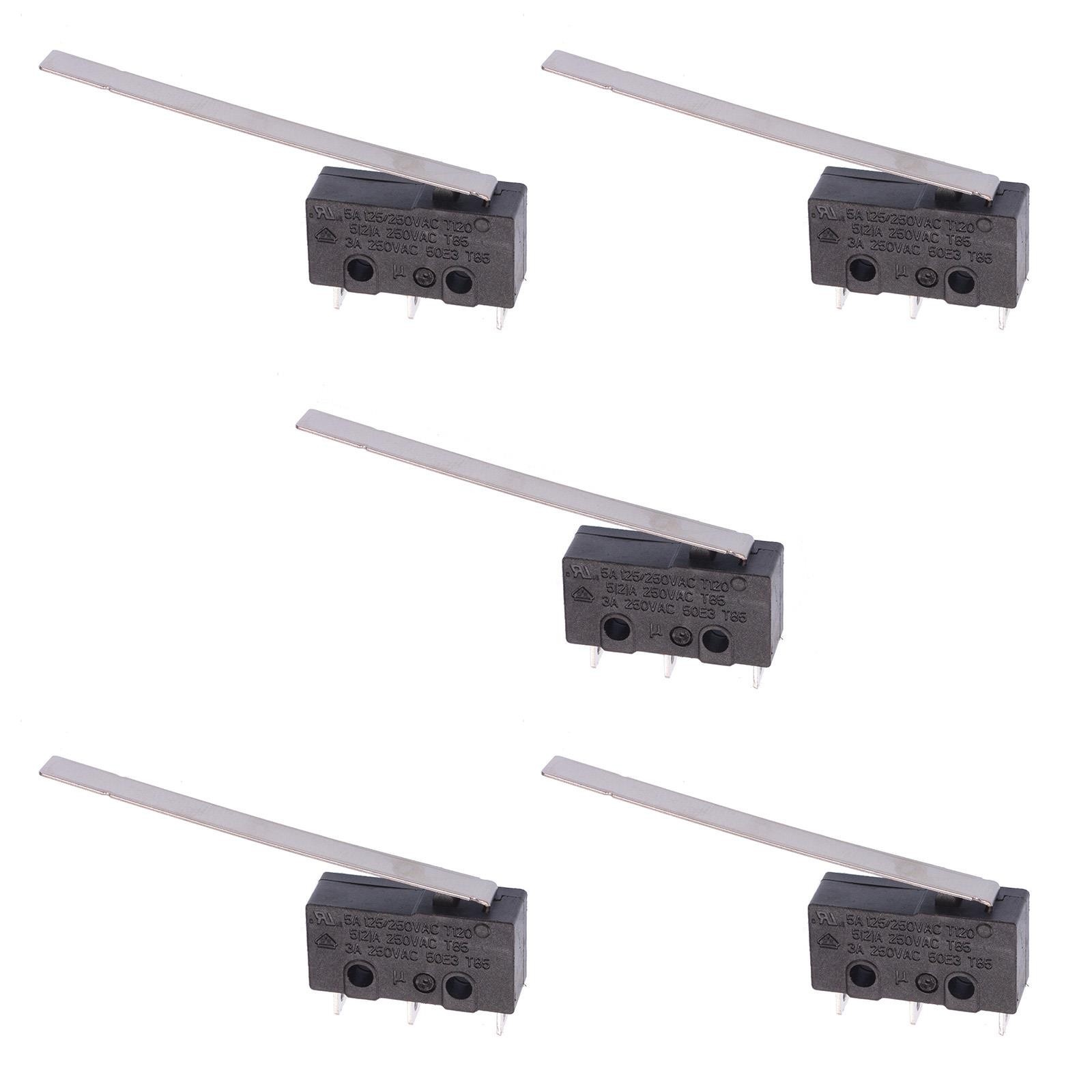 5 x 45mm Lever V4 Miniature Microswitch SPDT 5A