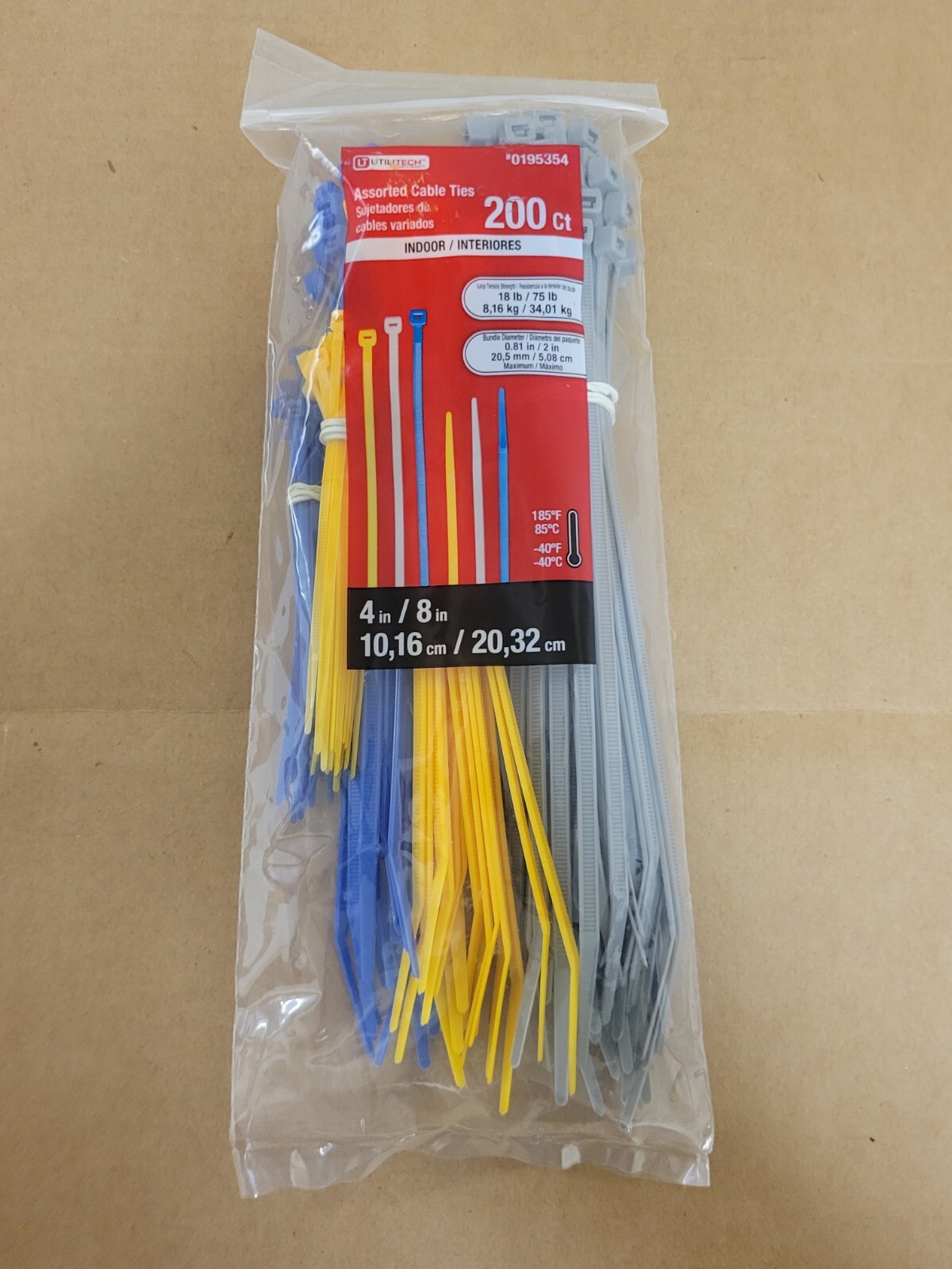 200 ct. assorted sizes Plastic Color Cable Ties both 4-in ties and 8-in ties
