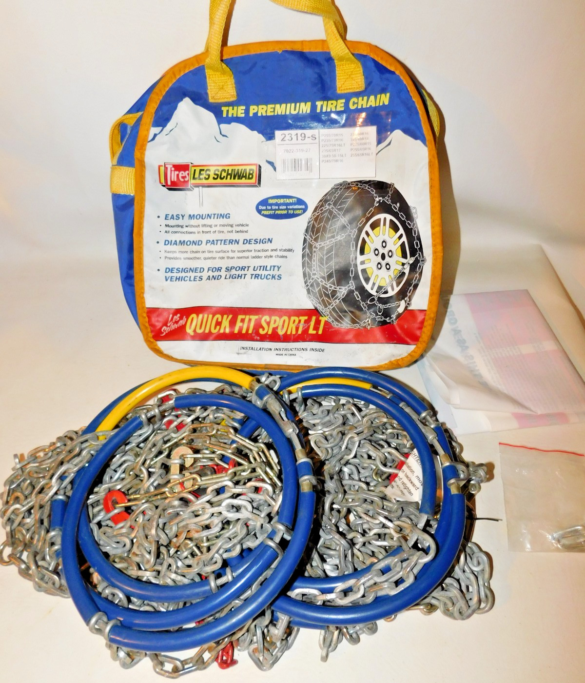 2319-s Les Schwab Quick Fit Sport Light Truck/SUV Tire Chains, 1 Pair - Used