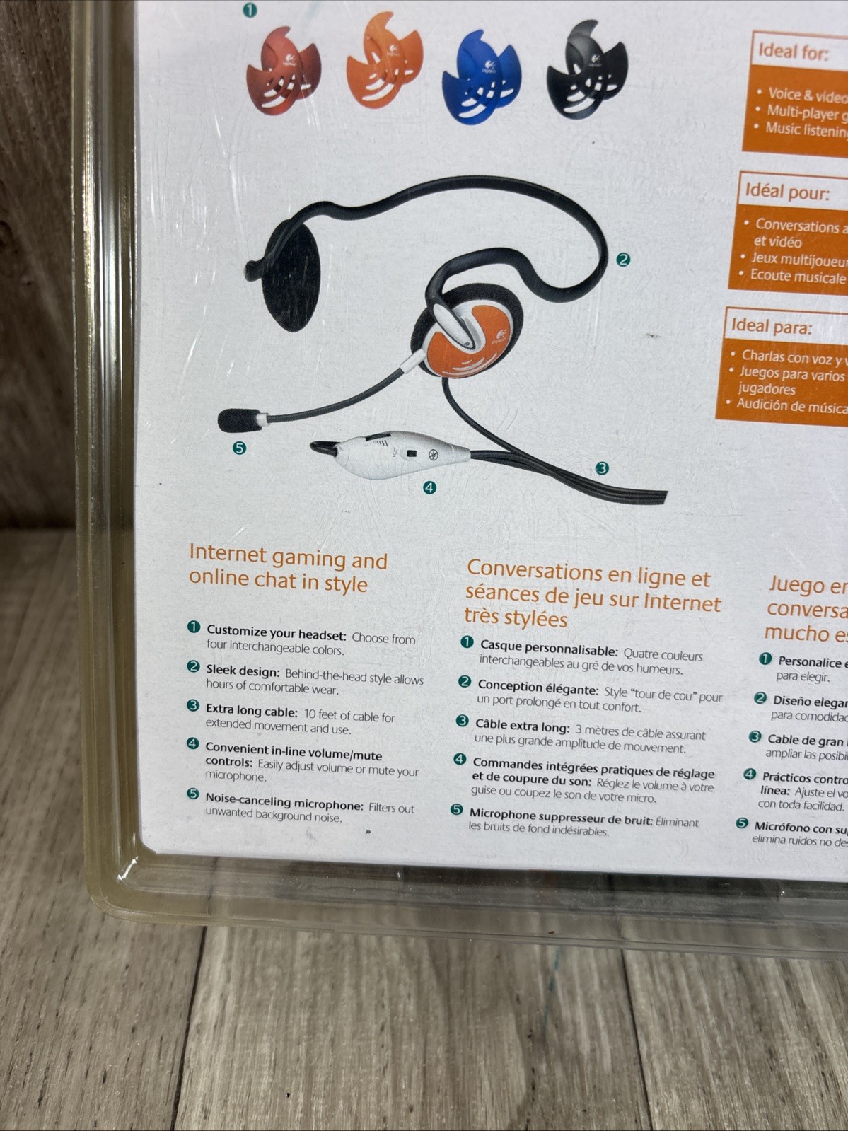NEW Logitech Internet Chat Headset Behind the Head Multicolored Computer SEALED