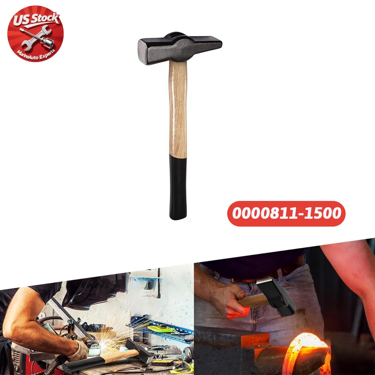Blacksmith Hammer Tool 0000811-1500 Knife Making Anvil Tongs Cross Peen Rounding
