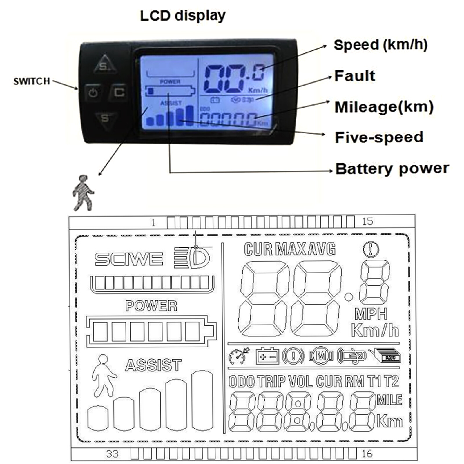 26" Rear Hub Motor LCD E-Bike Electric Bicycle Conversion Kit Fat Tire 48V 1500W