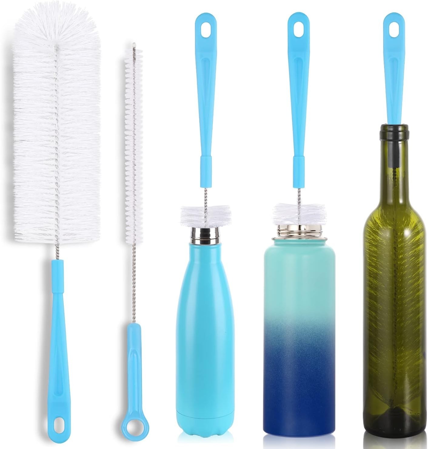 16" Bottle Brush Cleaner Set 2 Pack Long Handle Narrow Neck Water Bottle Cleaner