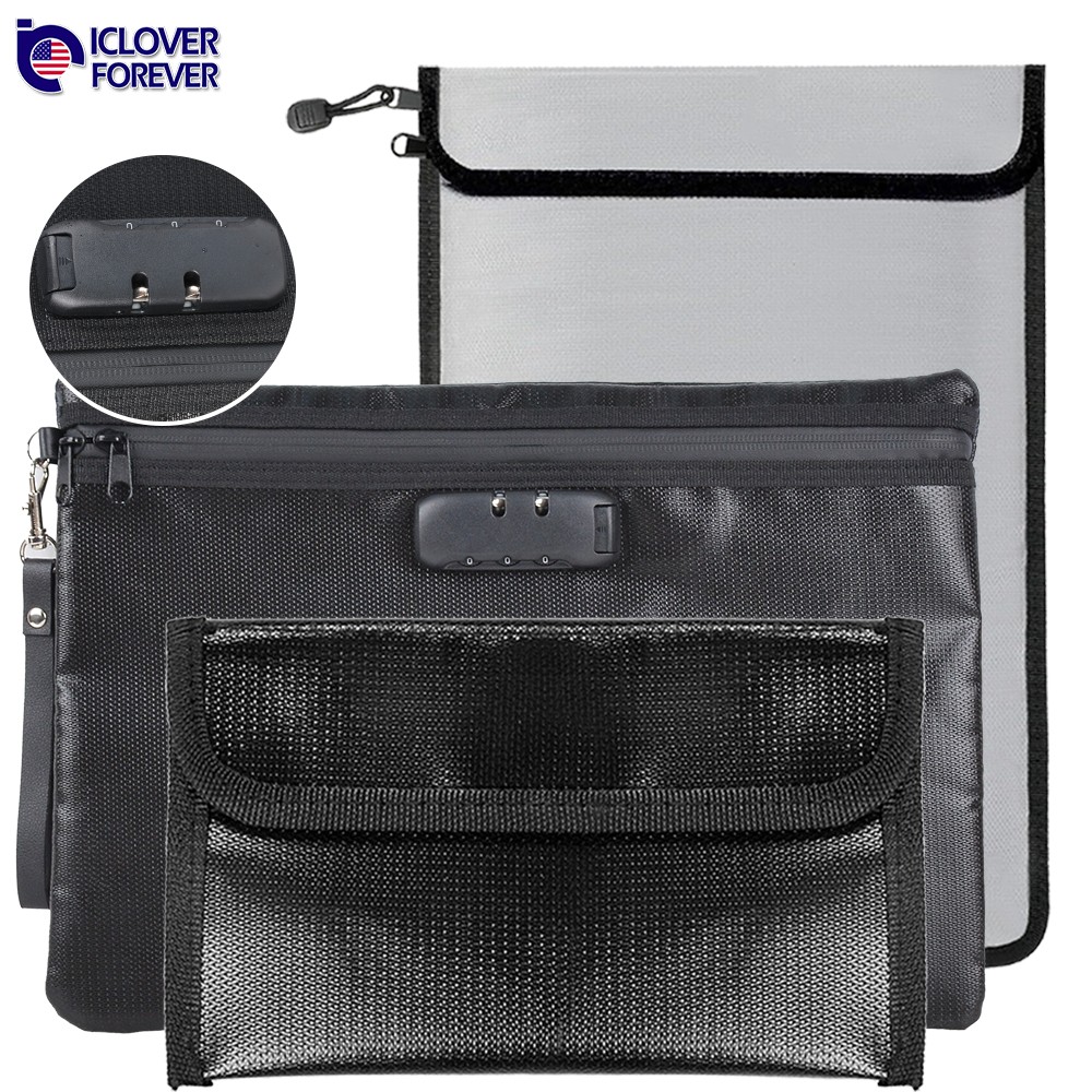 Fireproof Document Bag with Zipper Closure Waterproof Cash Money File Safe Pouch
