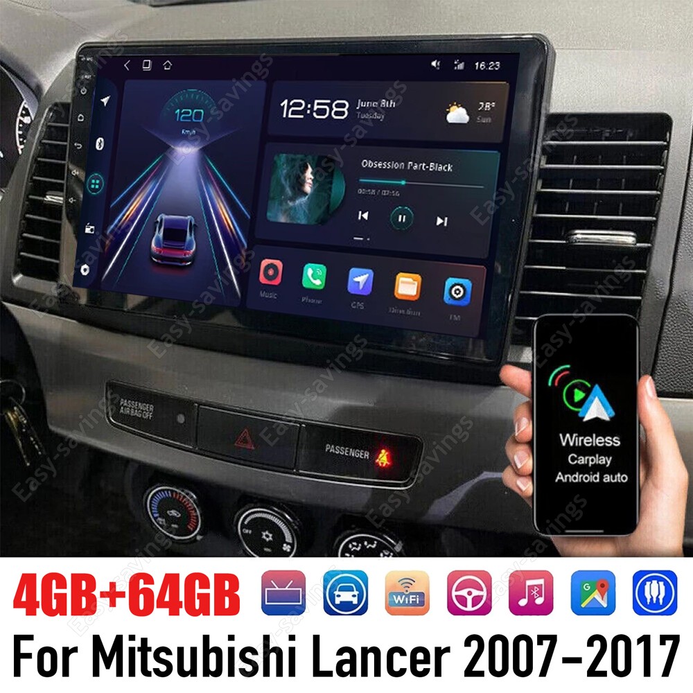 For Mitsubishi Lancer 2008-2015 Android 13 CarPlay Car Radio GPS Navi Stereo 64G
