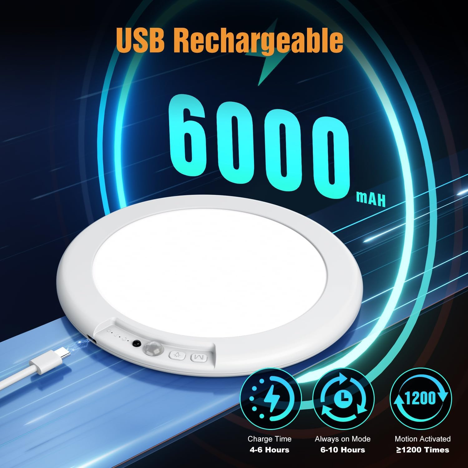 2 Pack Rechargeable Motion Sensor Closet Light, Wireless Ceiling Light Battery O