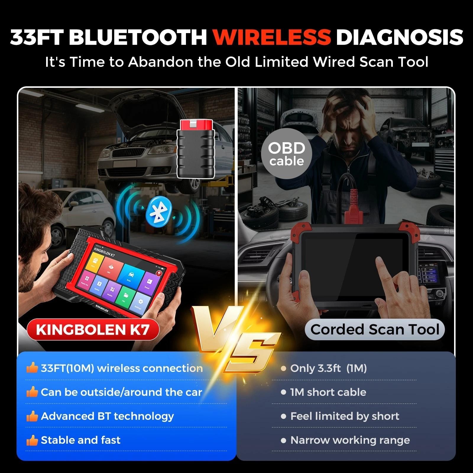 2026 Kingbolen K7 Car Diagnostic Scan Tool Full System OBD2 Scanners ECU Coding