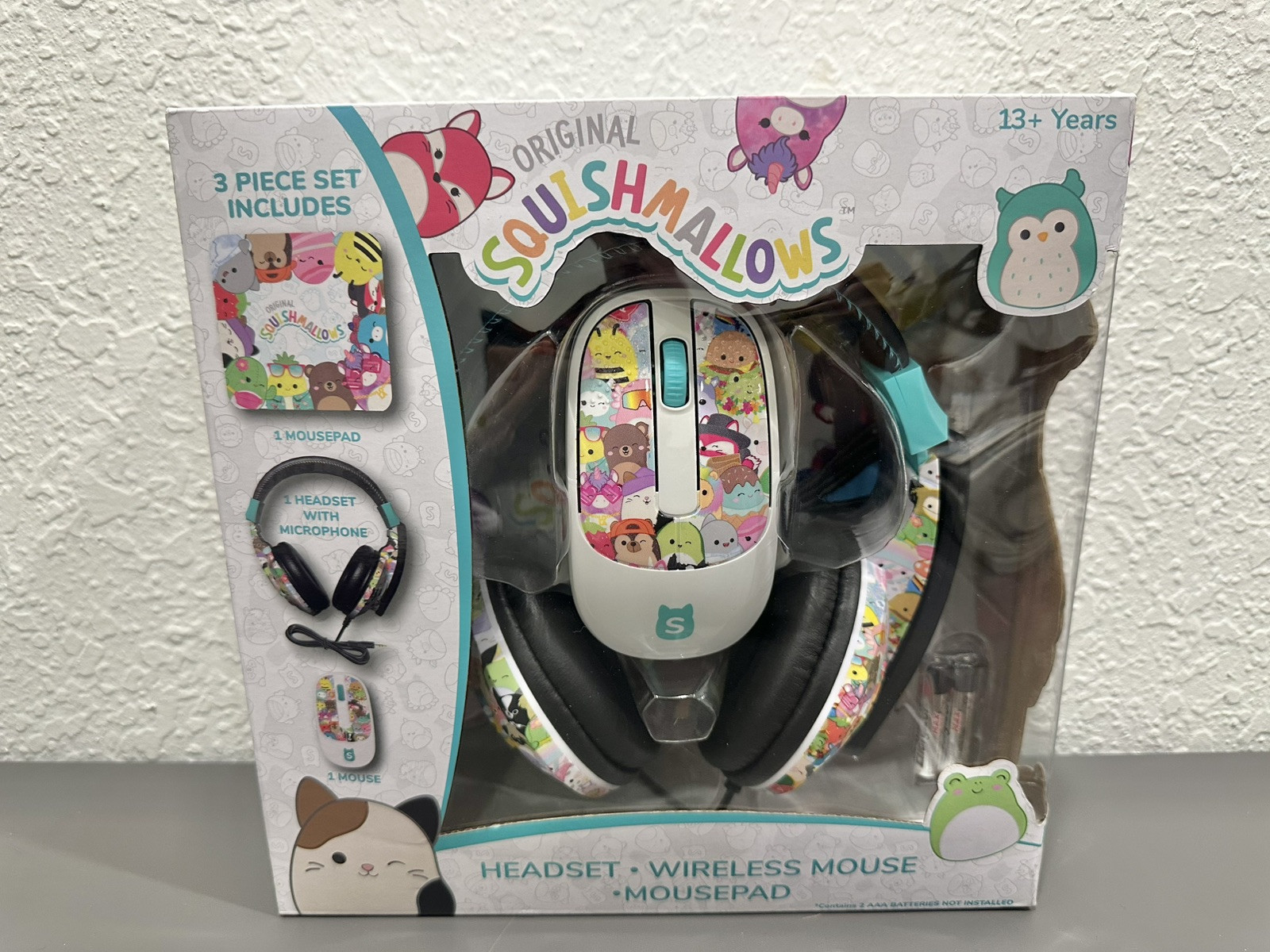 Squishmallow Headset W/Microphone, Wireless Mouse & Mousepad Set Brand New