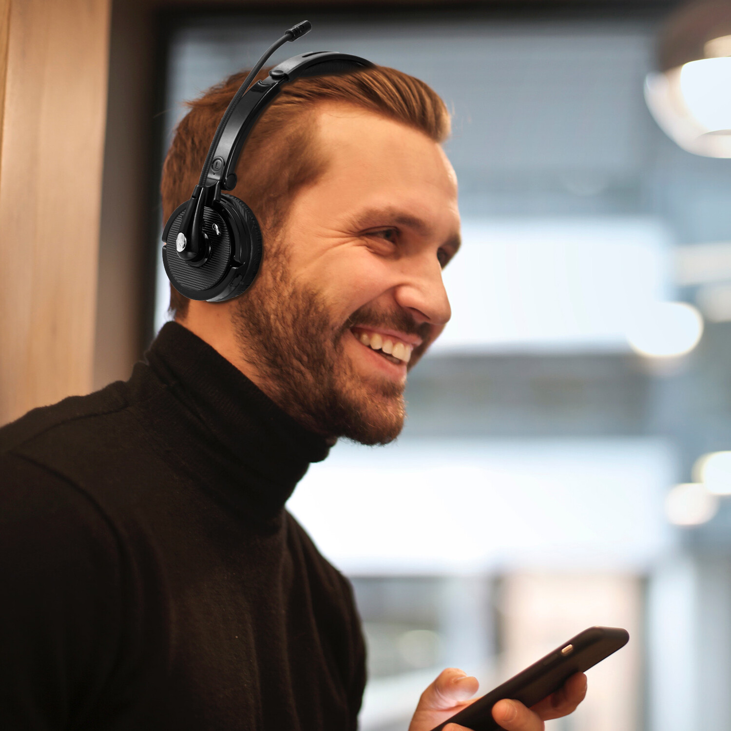 for Trucker Driver Over The Head Wireless Bluetooth Headset Mic Noise-Canceling