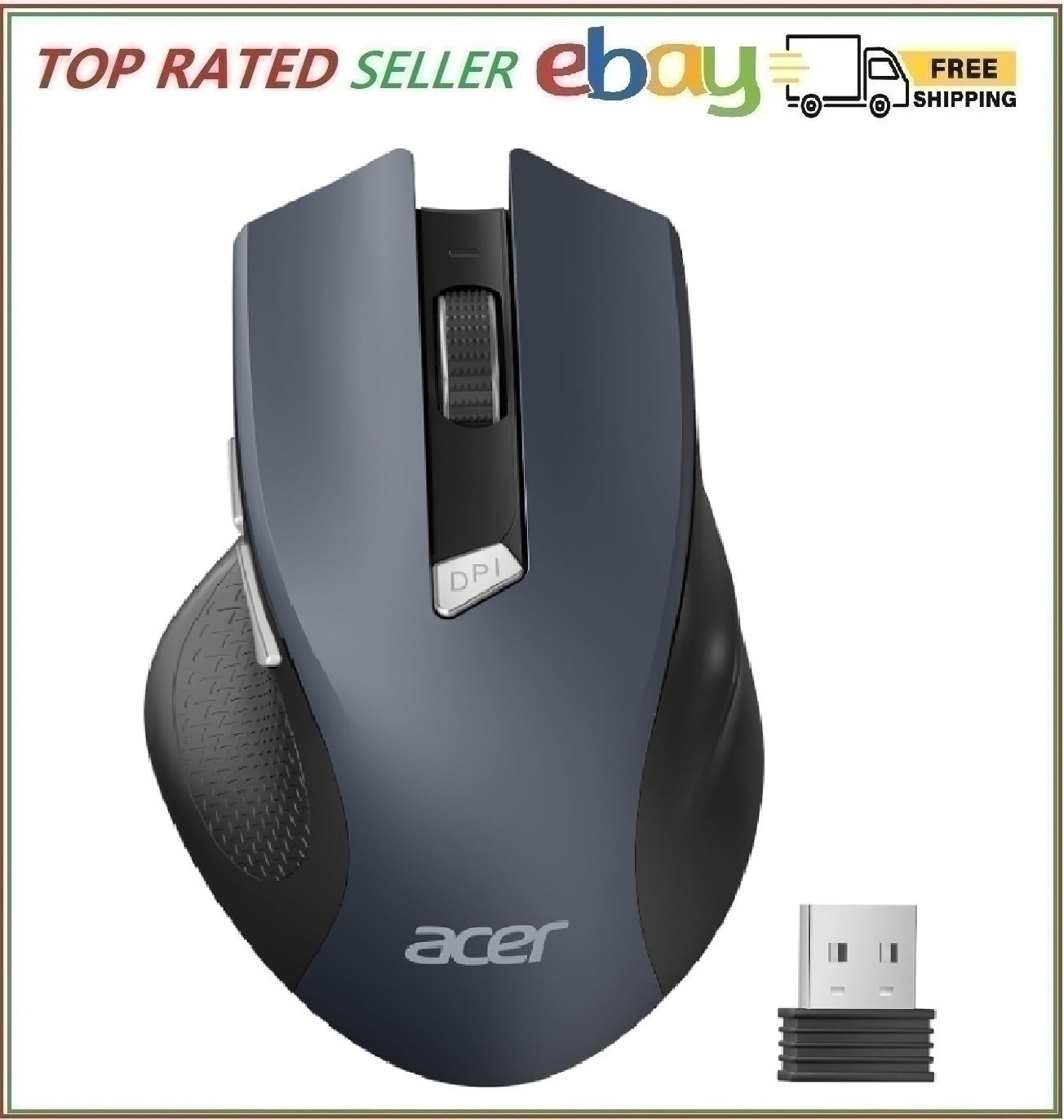 acer Wireless Mouse for Laptop 2.4GHz Computer Mouse 3 Adjustable DPI Office