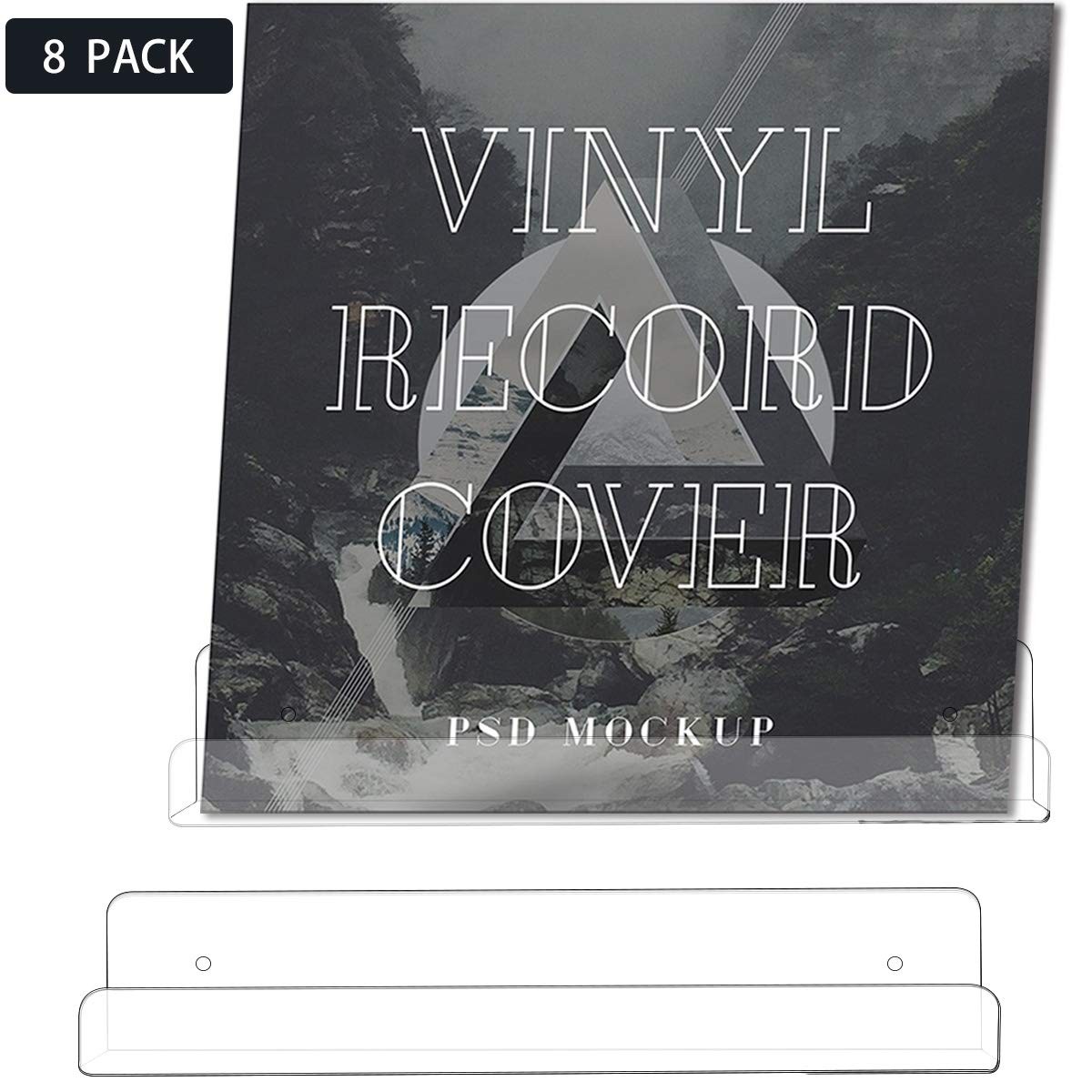 8 Pack 12'' Clear Acrylic Record Display Shelf - Wall Mount and Display Your ...