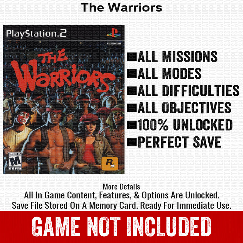 The Warriors 100% PS2 Memory Card All CHEATS ITEMS