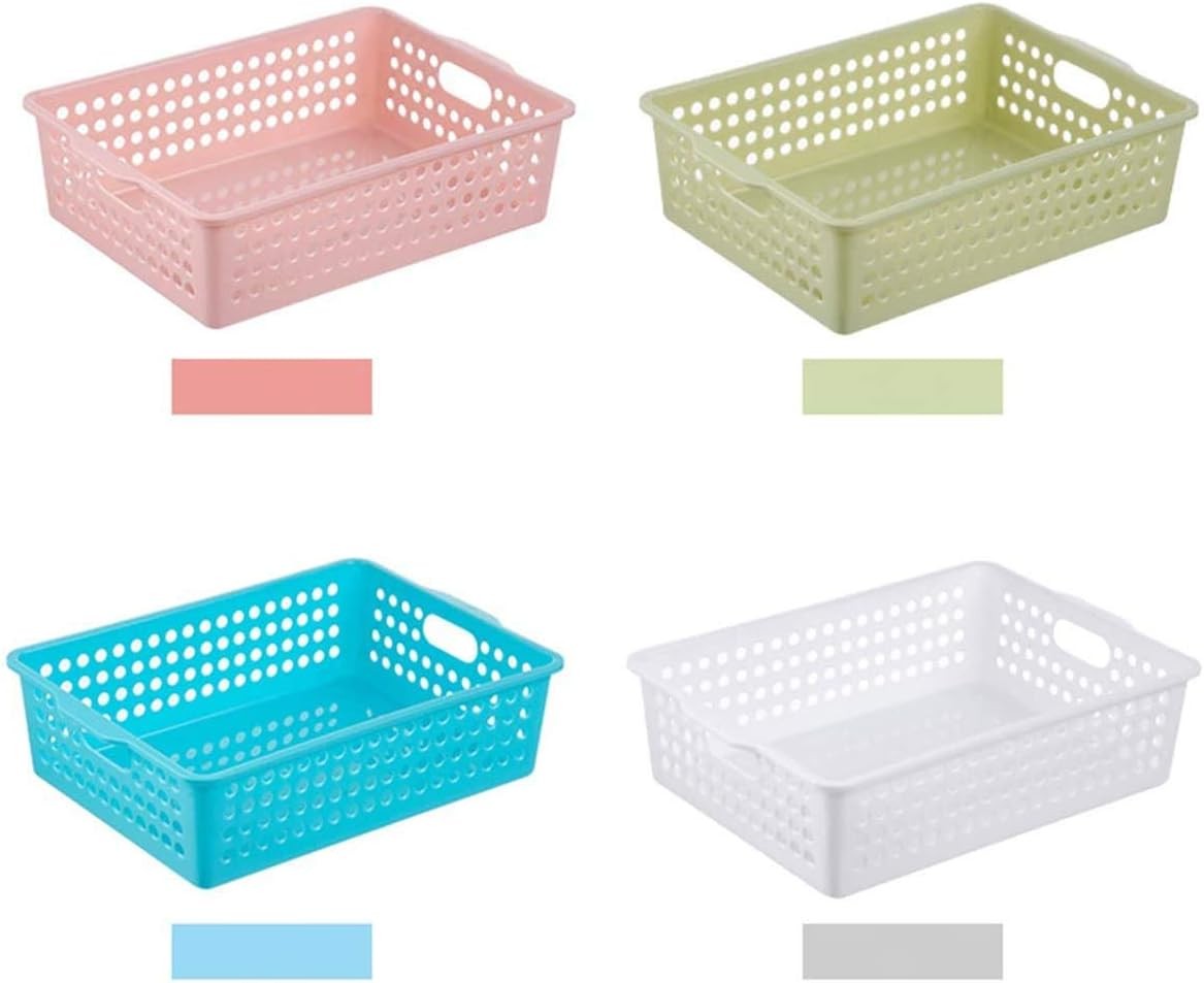 8 Pack Plastic Storage Baskets - Colorful Paper Organizer Baskets Plastic Shelf