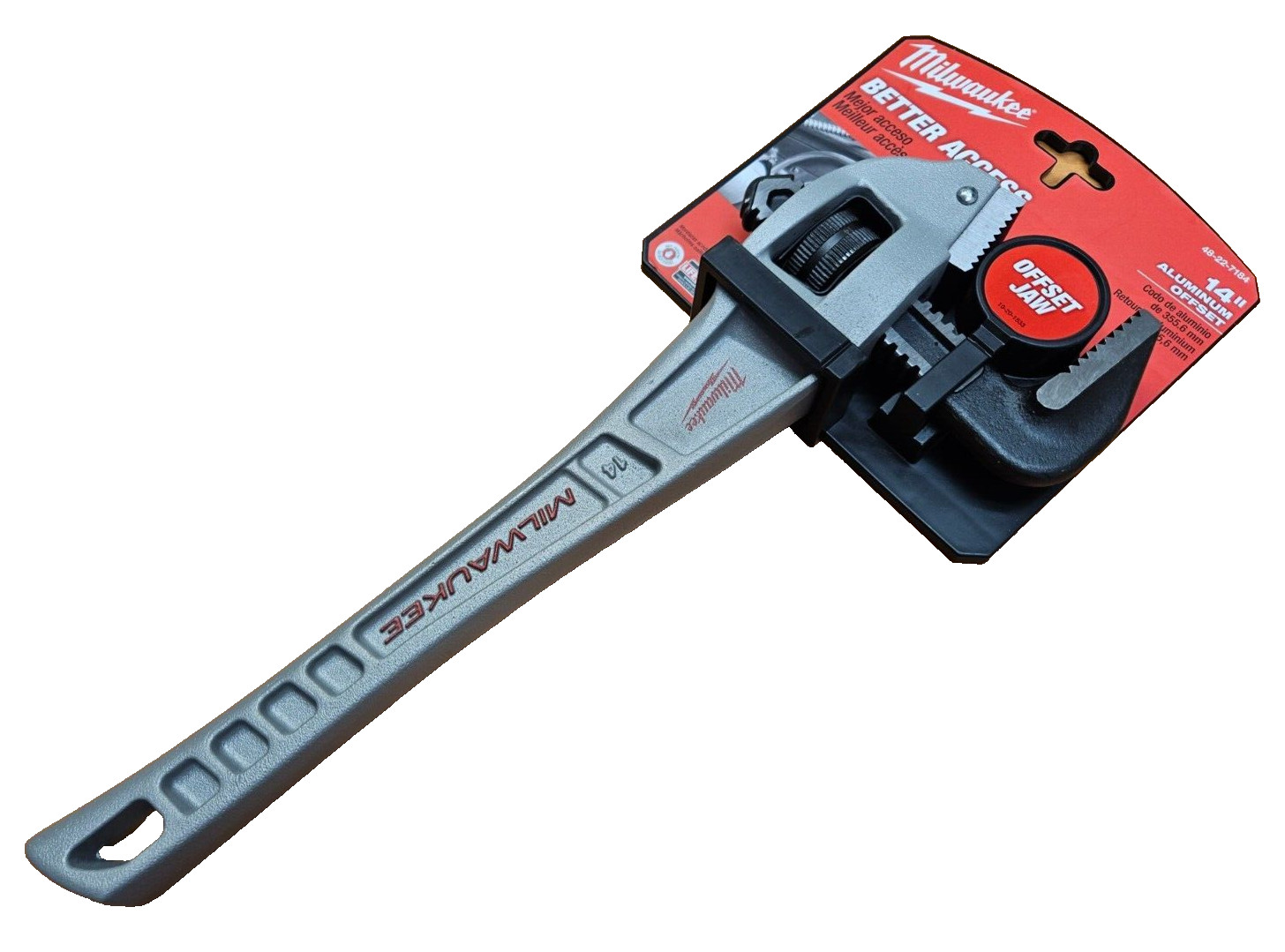 48-22-7184 Aluminum Over Bite Jaw 14" Offset Pipe Wrench Milwaukee