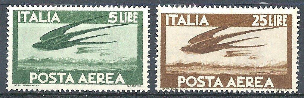 Italy 1945 Sc# C109/112 Airmail Swallows 2 stamps MNH