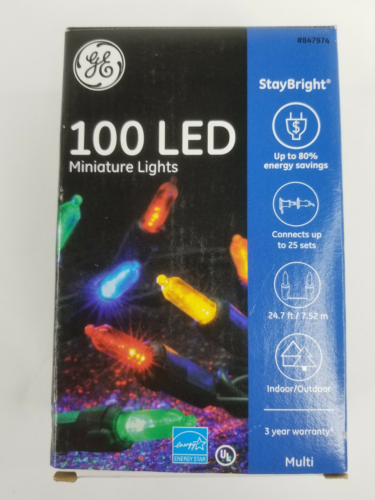 GE StayBright 100 Multicolor LED String Lights Indoor Outdoor Christmas