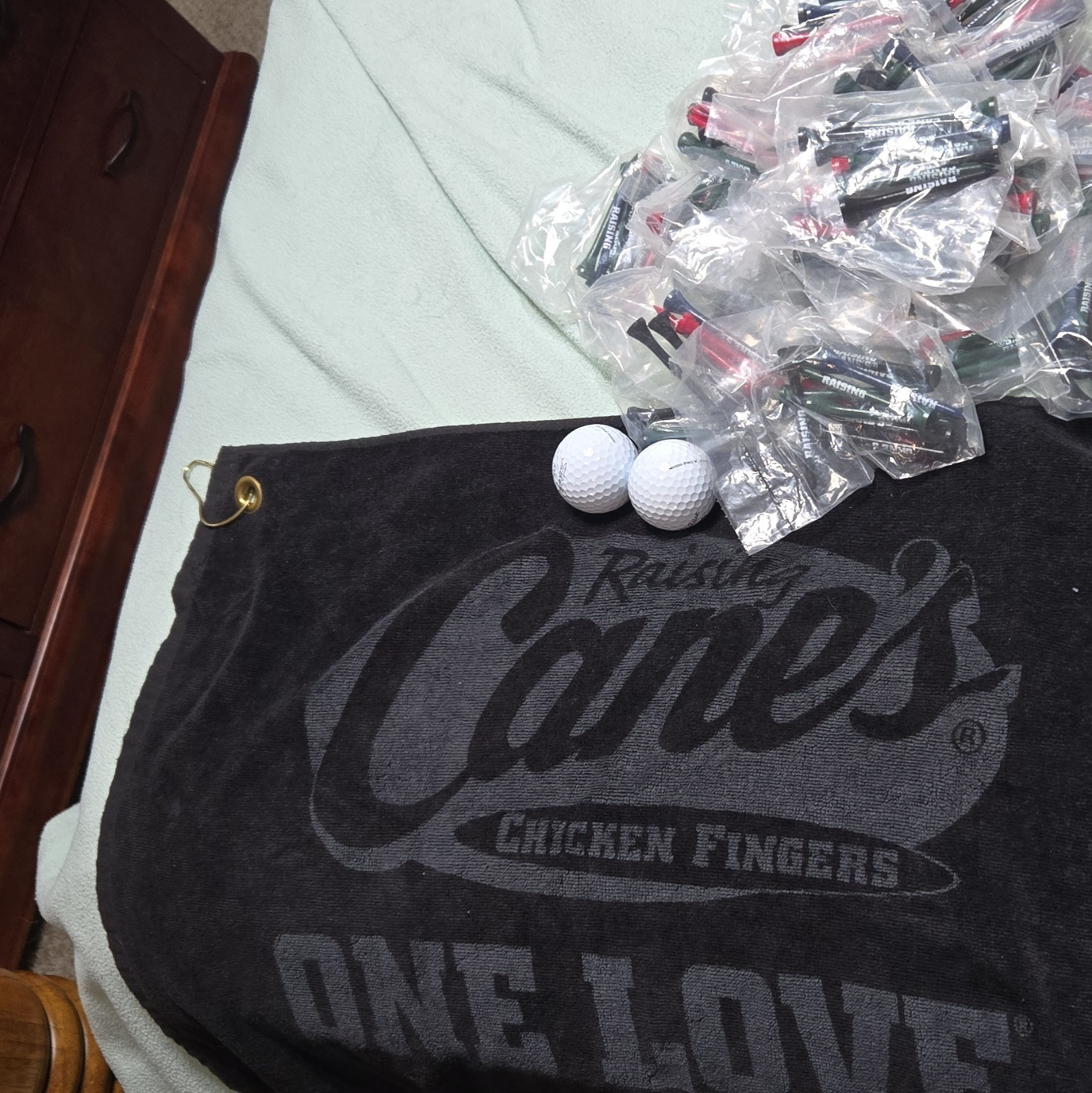 Raising Cane's Golf Tees 2.75in Assorted Colors Lot w/ 2 TBalls and Towel