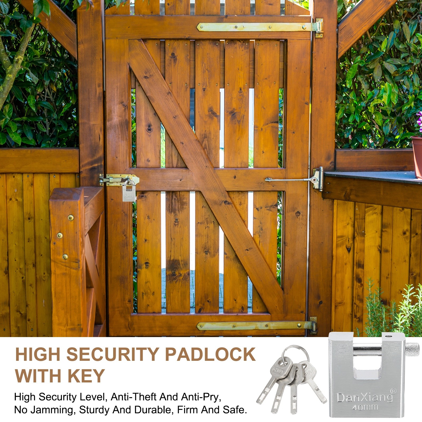 2.8" High Security Padlock Steel D-Shaped Heavy Duty Locks with 4 Keys