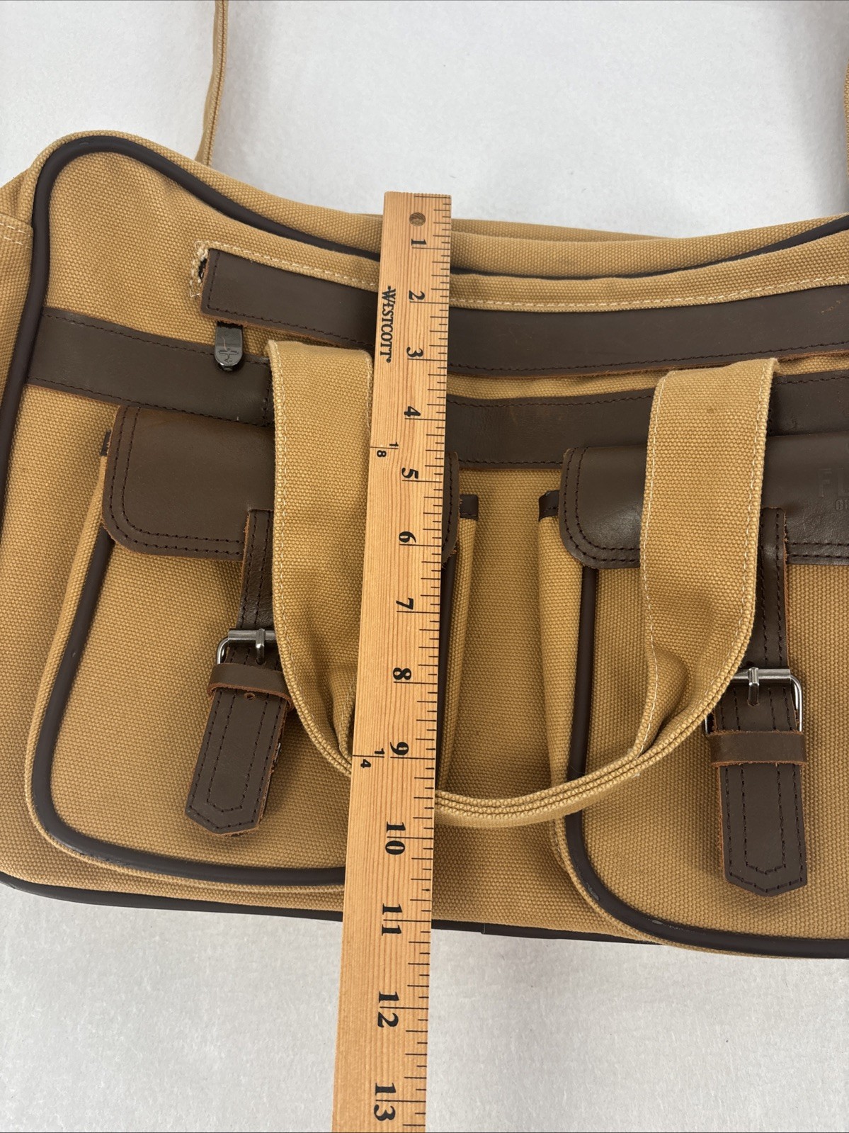 FLIGHT OUTFITTERS Bush Pilot Folio Canvas/Leather Flight Bag w/ Shoulder Strap