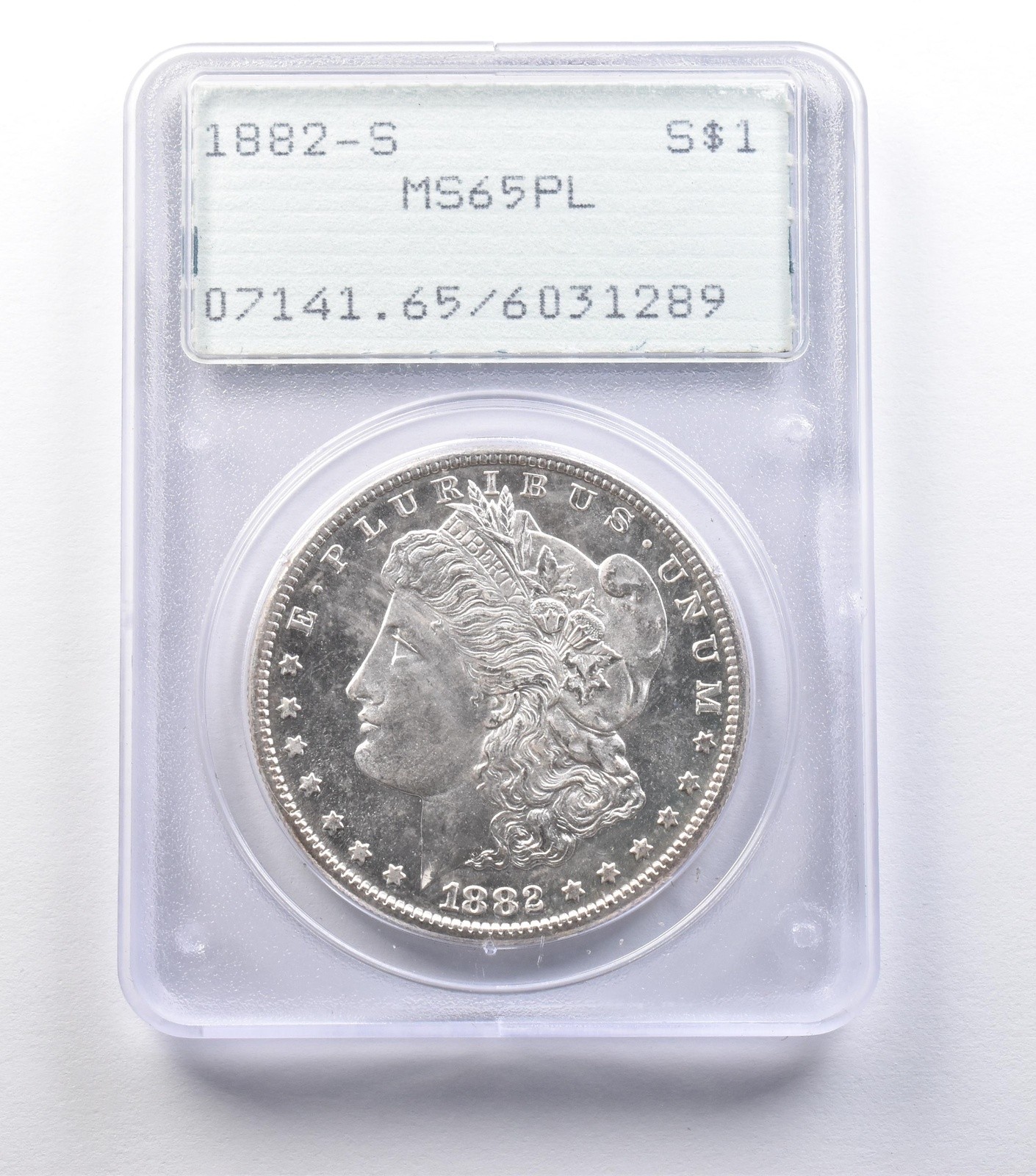 1882-S Morgan Silver Dollar MS65 PL PCGS Rattler *9561