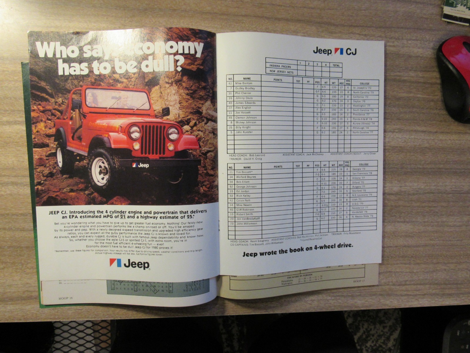 1979-80 New Jersey Jets vs. Indiana Pacers Program