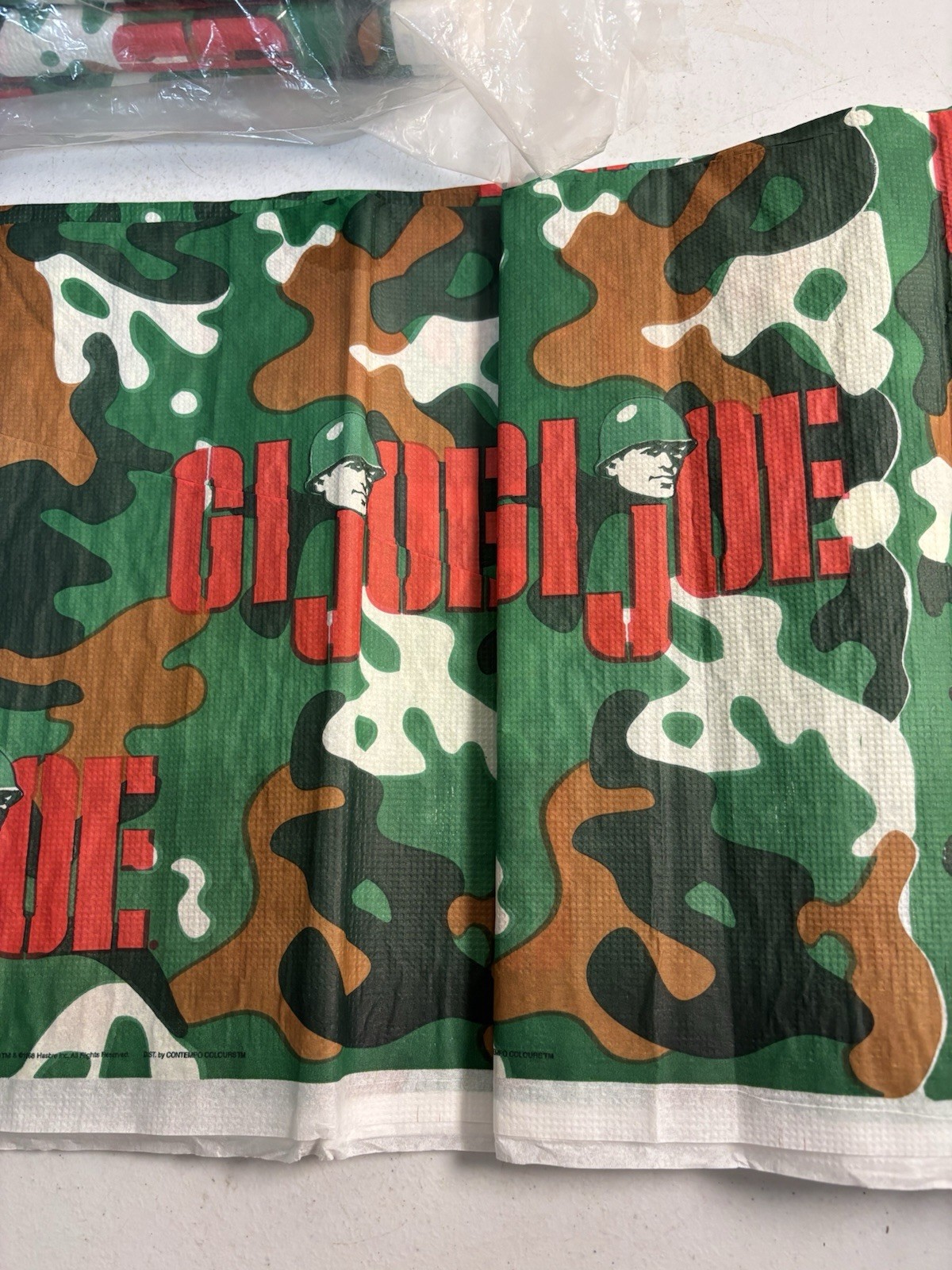 GI Joe Unused Birthday Party Tablecloth Cover 1988 Camo Paper 52x86 set of 2