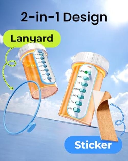 Pack Pill Reminder, Lanyad or Sticker Pill Tracker, Work with Most Small 2