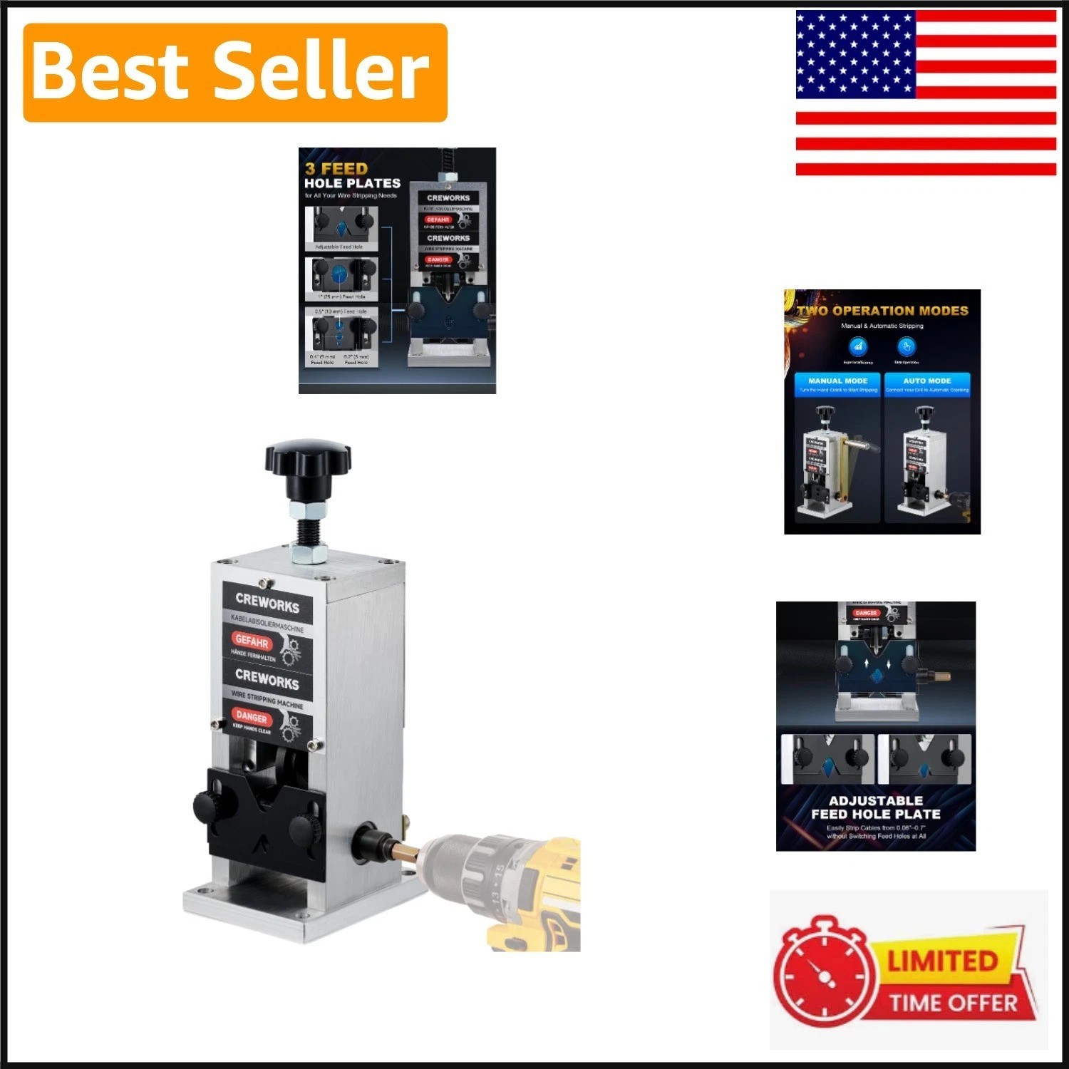 Manual Wire Stripper Machine: Strip Wires from 0.06" to 1" Easily & Efficiently