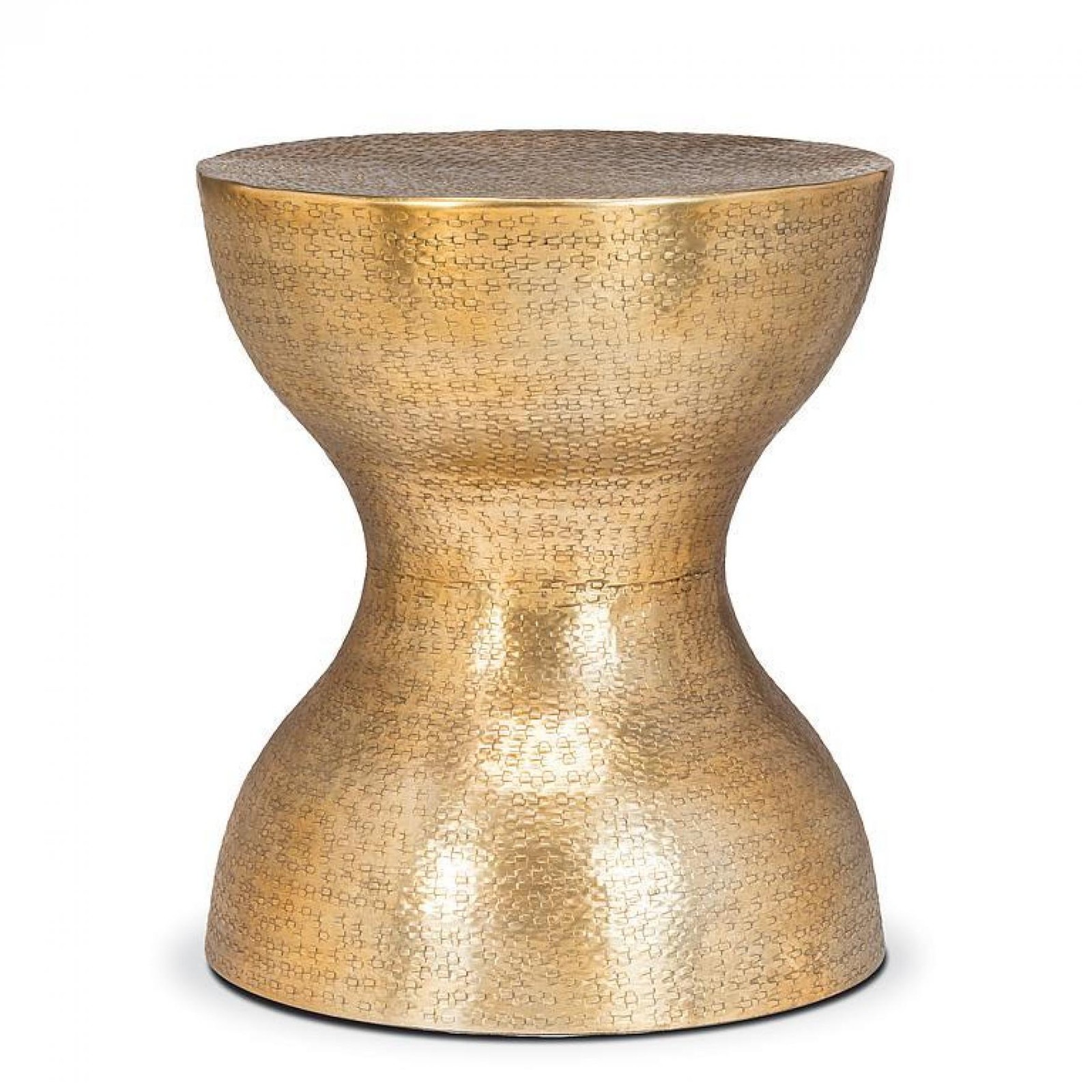 Shapely Hammered Gold Color Stool