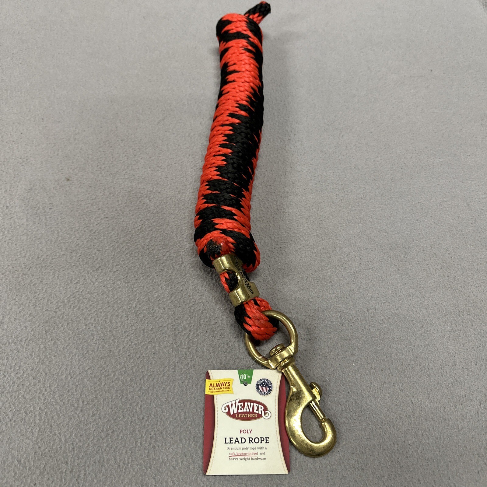 WEAVER LEATHER 10’ Poly Lead Rope Line Brass Snap Horse Tack 35-2100 Red Black