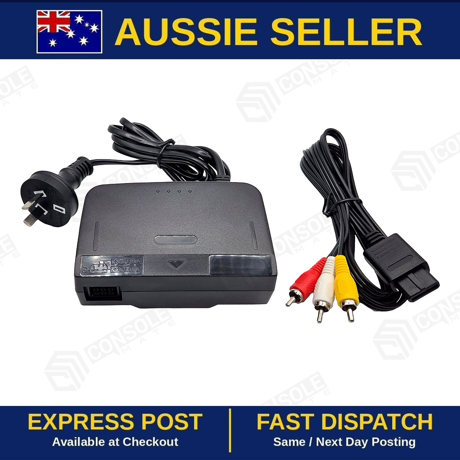 Nintendo 64 AC Power Supply + Composite AV Cable Bundle | AU Plug | Brand New