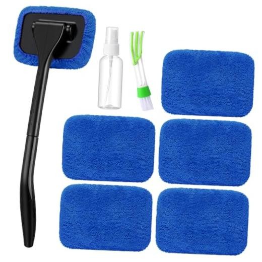 8 Pcs Car Windshield Cleaner Tool Kit with Removable Handle, Royal Blue