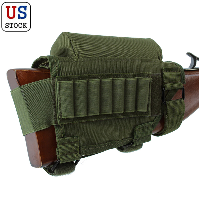 Tactical Rifle Buttstock Cheek Rest Ammo Carry Holder Case Hunting Buttstock Bag
