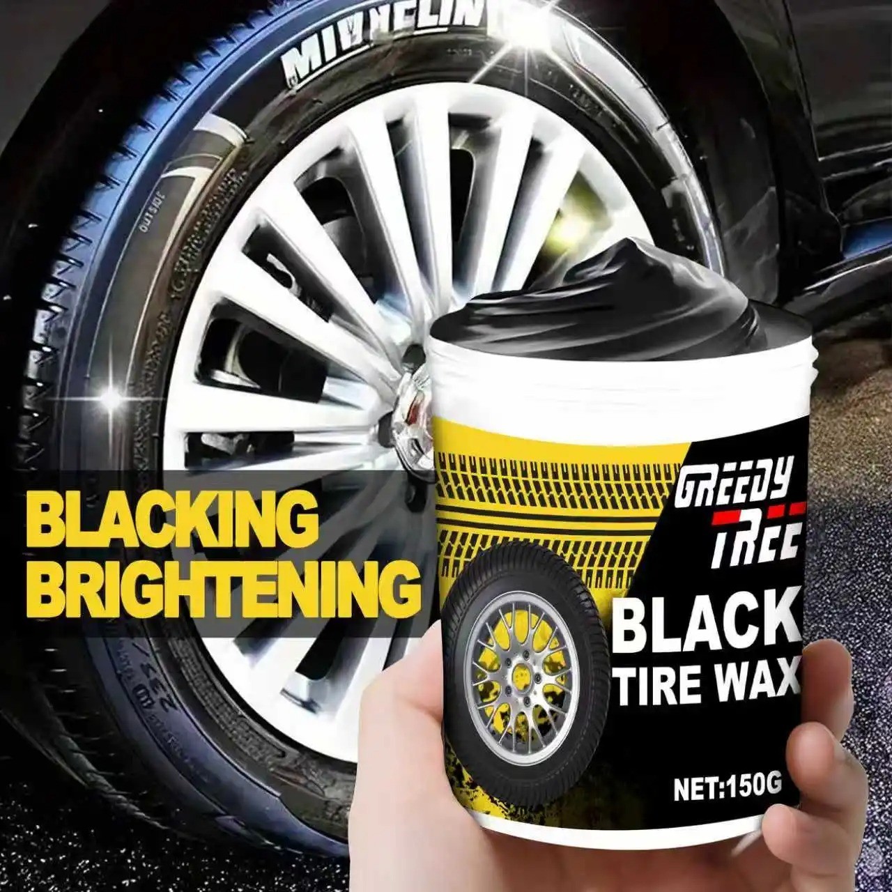 Car Tyre Shine Wax Polish Restorer Black Trim Plastic Coating 150g UK