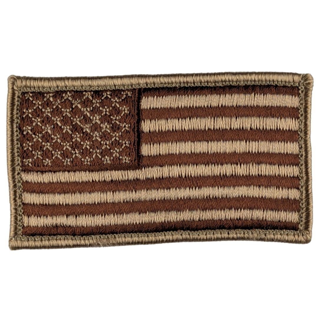 American Flag Patch - Subdued Desert Sand Tan - Hook Fastener Tactical Patch